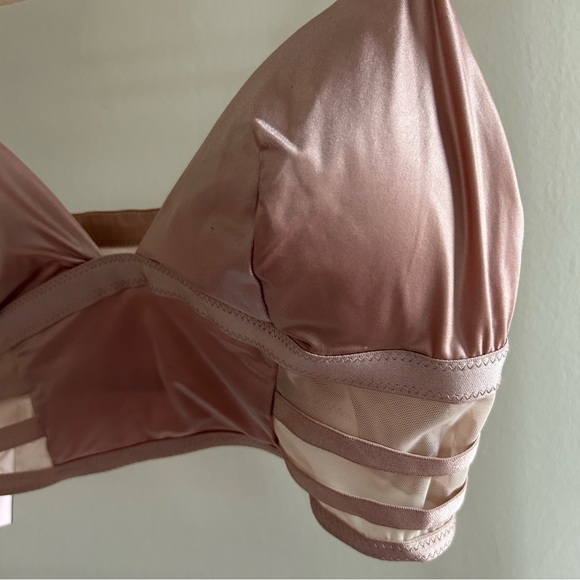 Victoria’s Secret rose gold strappy silk bralette with mesh paneling Size S - Picture 8 of 8